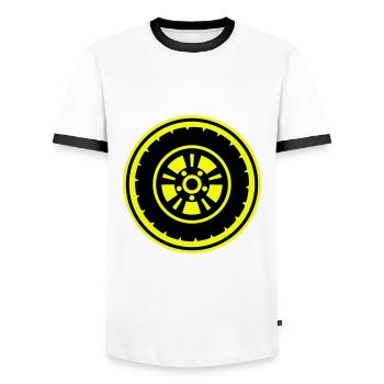 Réglage des pneus - T-shirt contrasté Homme - blanc/noir - Devant - AI Model Female 172 light (172cm) & AI Model Male 178 dark (178cm)