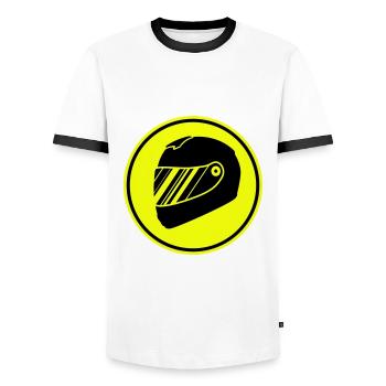 Course de barre de course - T-shirt contrasté Homme - blanc/noir - Devant - AI Model Female 172 light (172cm) & AI Model Male 178 dark (178cm)
