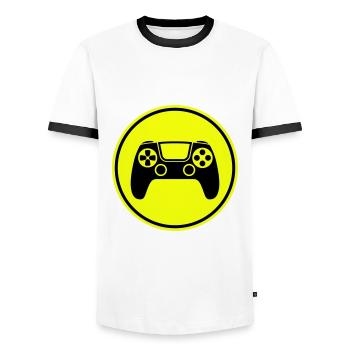 Gamepad Symbol Controller - Men's Ringer Shirt - white/black - Front - AI Model Female 172 light (172cm) & AI Model Male 178 dark (178cm)