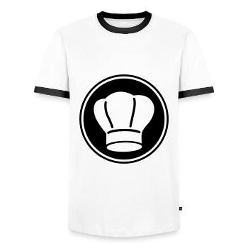 Symbole du chapeau de chef - T-shirt contrasté Homme - blanc/noir - Devant - AI Model Female 172 light (172cm) & AI Model Male 178 dark (178cm)