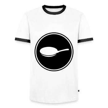 Icône Pan - T-shirt contrasté Homme - blanc/noir - Devant - AI Model Female 172 light (172cm) & AI Model Male 178 dark (178cm)