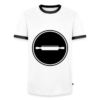 Kitchen roll rolling pin - Men's Ringer Shirt - white/black - Front - AI Model Female 172 light (172cm) & AI Model Male 178 dark (178cm)