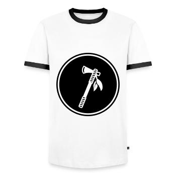 Plume indienne de hache - T-shirt contrasté Homme - blanc/noir - Devant - AI Model Female 172 light (172cm) & AI Model Male 178 dark (178cm)