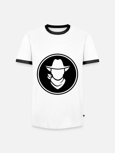 Cowboy western head - Men's Ringer Shirt - white/black