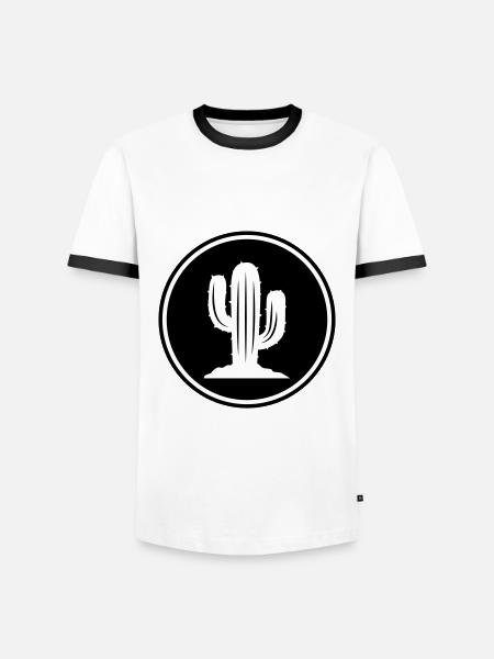 Cactus symbol - Men's Ringer Shirt - white/black