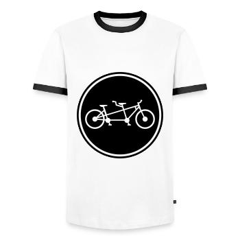 Bicycle tandem - Men's Ringer Shirt - white/black - Front - AI Model Female 172 light (172cm) & AI Model Male 178 dark (178cm)