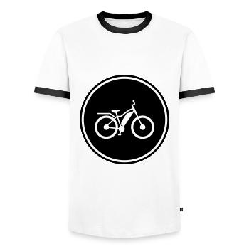 ebike fahrrad - Männer Kontrast-T-Shirt - Weiß/Schwarz - Vorne - AI Model Female 172 light (172cm) & AI Model Male 178 dark (178cm)
