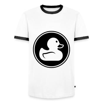 Icône de canard - T-shirt contrasté Homme - blanc/noir - Devant - AI Model Female 172 light (172cm) & AI Model Male 178 dark (178cm)