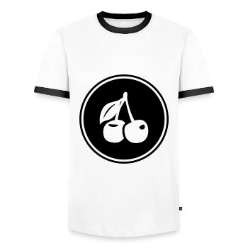 Symbole des cerises - T-shirt contrasté Homme - blanc/noir - Devant - AI Model Female 172 light (172cm) & AI Model Male 178 dark (178cm)