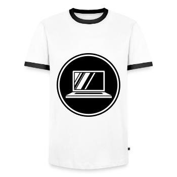 Laptop Symbol - Männer Kontrast-T-Shirt - Weiß/Schwarz - Vorne - AI Model Female 172 light (172cm) & AI Model Male 178 dark (178cm)