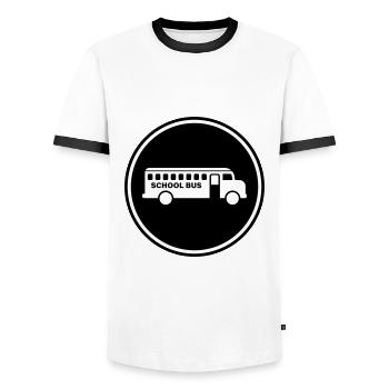 Schulbus schule - Männer Kontrast-T-Shirt - Weiß/Schwarz - Vorne - AI Model Female 172 light (172cm) & AI Model Male 178 dark (178cm)