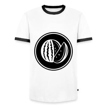 Melon fruit - Men's Ringer Shirt - white/black - Front - AI Model Female 172 light (172cm) & AI Model Male 178 dark (178cm)
