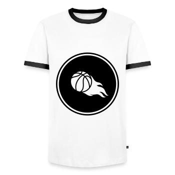 Basketball flame - Men's Ringer Shirt - white/black - Front - AI Model Female 172 light (172cm) & AI Model Male 178 dark (178cm)