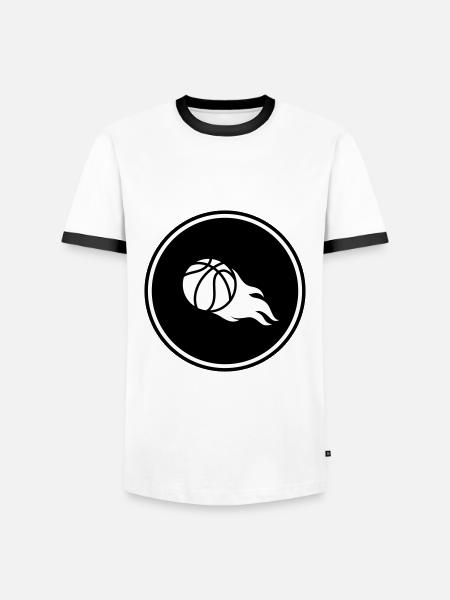Basketball flame - Men's Ringer Shirt - white/black