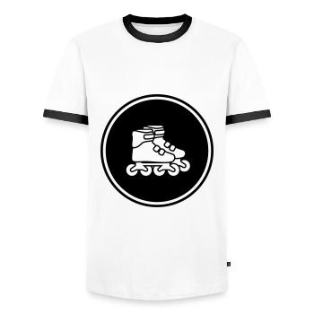 Inline skates symbol - Men's Ringer Shirt - white/black - Front - AI Model Female 172 light (172cm) & AI Model Male 178 dark (178cm)