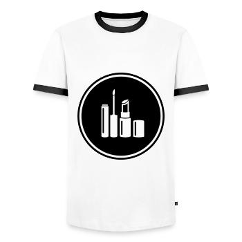 Make Up Kosmetik Icon - Männer Kontrast-T-Shirt - Weiß/Schwarz - Vorne - AI Model Female 172 light (172cm) & AI Model Male 178 dark (178cm)