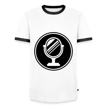 Spiegel Icon Silhouette - Männer Kontrast-T-Shirt - Weiß/Schwarz - Vorne - AI Model Female 172 light (172cm) & AI Model Male 178 dark (178cm)