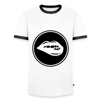 Symbole de lèvre - T-shirt contrasté Homme - blanc/noir - Devant - AI Model Female 172 light (172cm) & AI Model Male 178 dark (178cm)