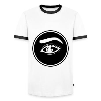 Symbole de l’œil - T-shirt contrasté Homme - blanc/noir - Devant - AI Model Female 172 light (172cm) & AI Model Male 178 dark (178cm)