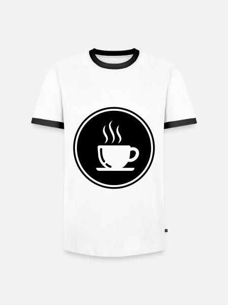 Kaffeetasse - Männer Kontrast-T-Shirt - Weiß/Schwarz