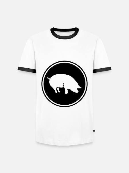 Schwein Tier - Männer Kontrast-T-Shirt - Weiß/Schwarz