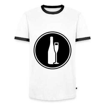 Red wine symbol - Men's Ringer Shirt - white/black - Front - AI Model Female 172 light (172cm) & AI Model Male 178 dark (178cm)