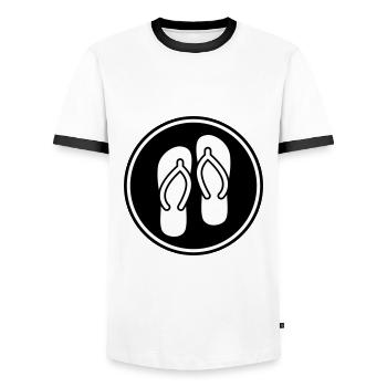Flip-flops icon - Men's Ringer Shirt - white/black - Front - AI Model Female 172 light (172cm) & AI Model Male 178 dark (178cm)