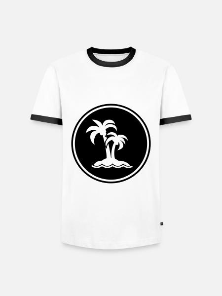 palm island symbol - Men's Ringer Shirt - white/black