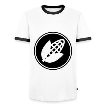 Symbole du maïs - T-shirt contrasté Homme - blanc/noir - Devant - AI Model Female 172 light (172cm) & AI Model Male 178 dark (178cm)