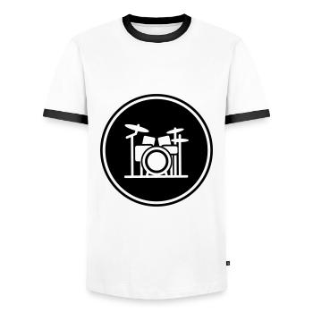 Drums Musician Band - Men's Ringer Shirt - white/black - Front - AI Model Female 172 light (172cm) & AI Model Male 178 dark (178cm)