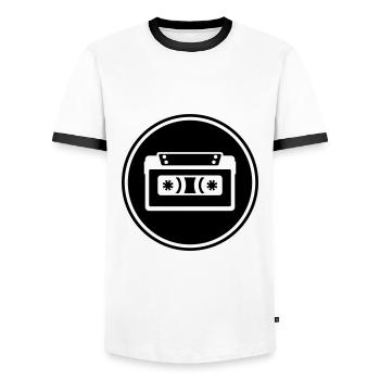 Cassette Tape Symbol - Men's Ringer Shirt - white/black - Front - AI Model Female 172 light (172cm) & AI Model Male 178 dark (178cm)