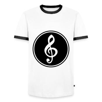 Musicien de partitions - T-shirt contrasté Homme - blanc/noir - Devant - AI Model Female 172 light (172cm) & AI Model Male 178 dark (178cm)