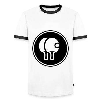 Table Tennis Sport Ping pong - Men's Ringer Shirt - white/black - Front - AI Model Female 172 light (172cm) & AI Model Male 178 dark (178cm)
