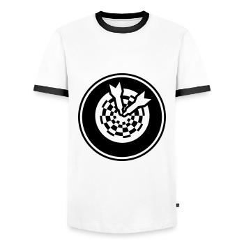 Darts 180 Symbol - Männer Kontrast-T-Shirt - Weiß/Schwarz - Vorne - AI Model Female 172 light (172cm) & AI Model Male 178 dark (178cm)