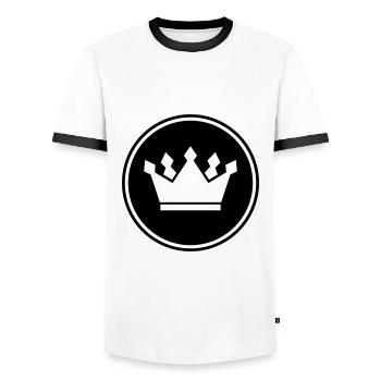 Crown Symbol icon - Men's Ringer Shirt - white/black - Front - AI Model Female 172 light (172cm) & AI Model Male 178 dark (178cm)