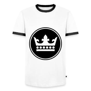 Krone Silhouette - Men's Ringer Shirt - white/black - Front - AI Model Female 172 light (172cm) & AI Model Male 178 dark (178cm)
