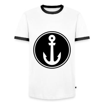 Anker Seemann - Männer Kontrast-T-Shirt - Weiß/Schwarz - Vorne - AI Model Female 172 light (172cm) & AI Model Male 178 dark (178cm)