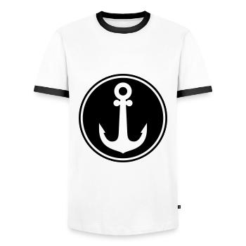 Icône d’ancrage - T-shirt contrasté Homme - blanc/noir - Devant - AI Model Female 172 light (172cm) & AI Model Male 178 dark (178cm)