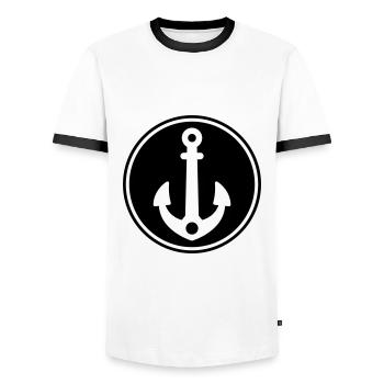 Icône de l’icône d’ancrage - T-shirt contrasté Homme - blanc/noir - Devant - AI Model Female 172 light (172cm) & AI Model Male 178 dark (178cm)