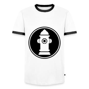 Hydrant Icon - Men's Ringer Shirt - white/black - Front - AI Model Female 172 light (172cm) & AI Model Male 178 dark (178cm)