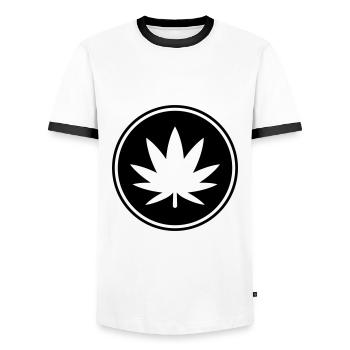 Hemp Leaf Icon - Men's Ringer Shirt - white/black - Front - AI Model Female 172 light (172cm) & AI Model Male 178 dark (178cm)