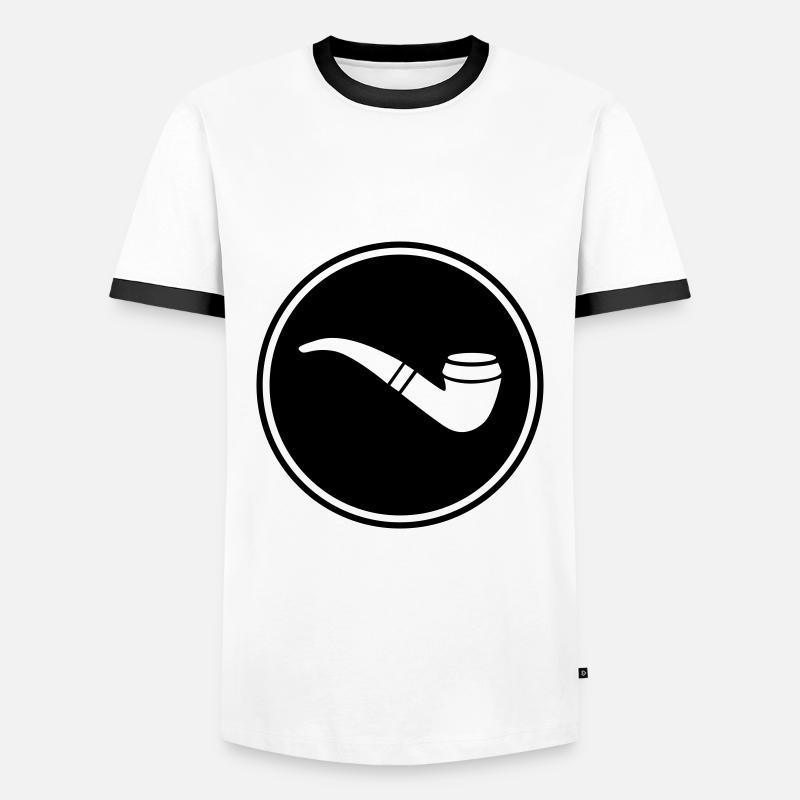 Pfeife rauchen - Männer Kontrast-T-Shirt - Weiß/Schwarz