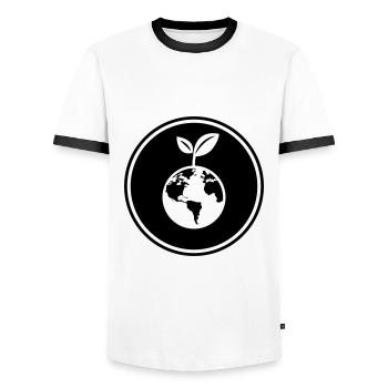 Planet Erde - Männer Kontrast-T-Shirt - Weiß/Schwarz - Vorne - AI Model Female 172 light (172cm) & AI Model Male 178 dark (178cm)