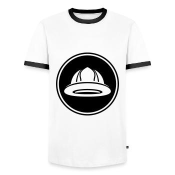 Firefighter's helmet - Men's Ringer Shirt - white/black - Front - AI Model Female 172 light (172cm) & AI Model Male 178 dark (178cm)