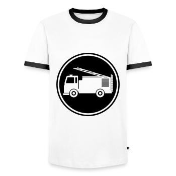 Voiture de pompiers - T-shirt contrasté Homme - blanc/noir - Devant - AI Model Female 172 light (172cm) & AI Model Male 178 dark (178cm)