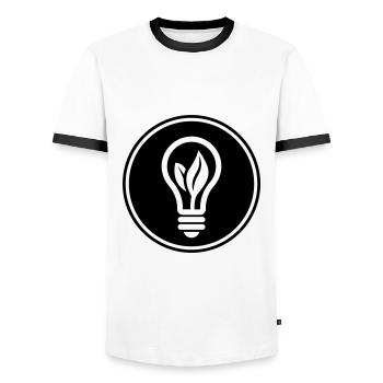 Light bulb icon - Men's Ringer Shirt - white/black - Front - AI Model Female 172 light (172cm) & AI Model Male 178 dark (178cm)