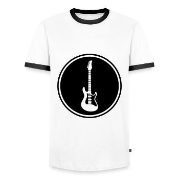 Symbole de guitare - T-shirt contrasté Homme - blanc/noir - Devant - AI Model Female 172 light (172cm) & AI Model Male 178 dark (178cm)