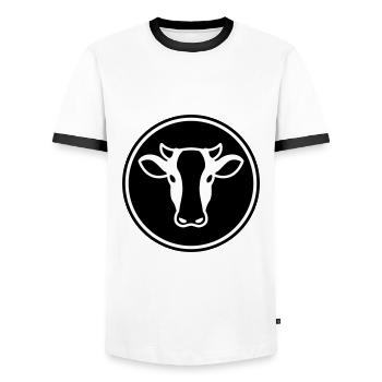 Kuh Kopf - Männer Kontrast-T-Shirt - Weiß/Schwarz - Vorne - AI Model Female 172 light (172cm) & AI Model Male 178 dark (178cm)