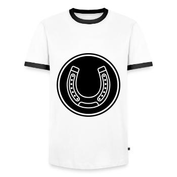 Hufeisen Icon - Männer Kontrast-T-Shirt - Weiß/Schwarz - Vorne - AI Model Female 172 light (172cm) & AI Model Male 178 dark (178cm)