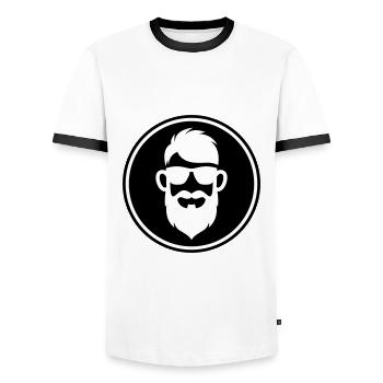 Gesicht bart symbol - Männer Kontrast-T-Shirt - Weiß/Schwarz - Vorne - AI Model Female 172 light (172cm) & AI Model Male 178 dark (178cm)